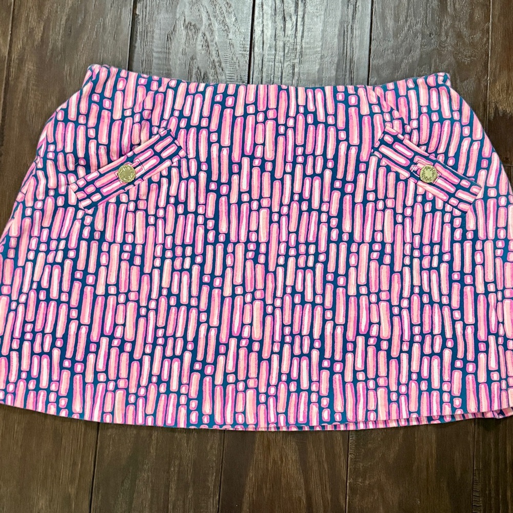 Lilly Pulitzer Madison Mandevilla Pink Slathouse Stripe Patterned Skort Sz M